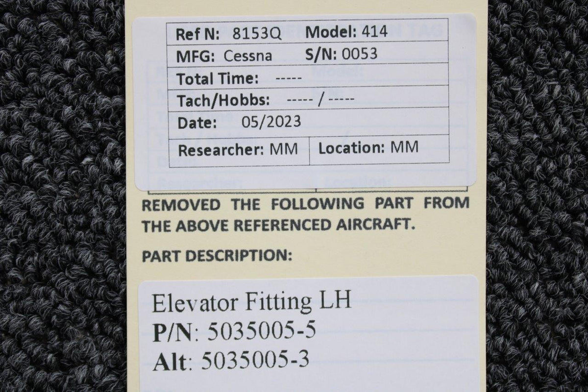 Cessna Aircraft Parts 5035005-5 (Alt: 5035005-3) Cessna 414 Elevator Fitting LH