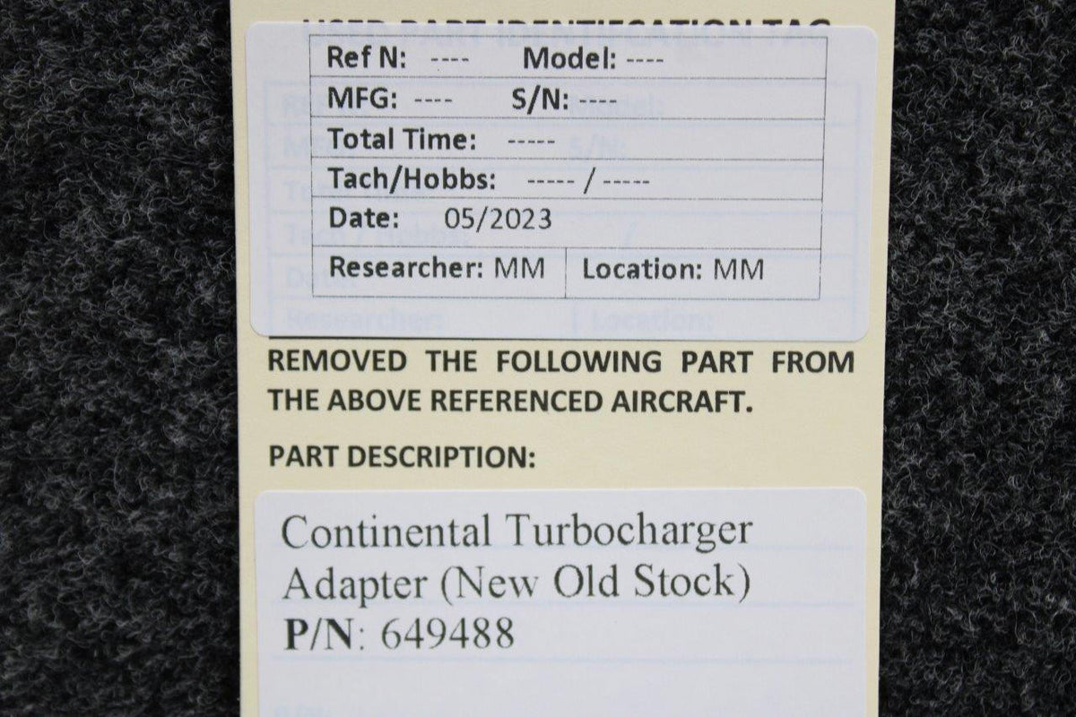 Continental Avionics 649488 Continental Turbocharger Adapter (New Old Stock)