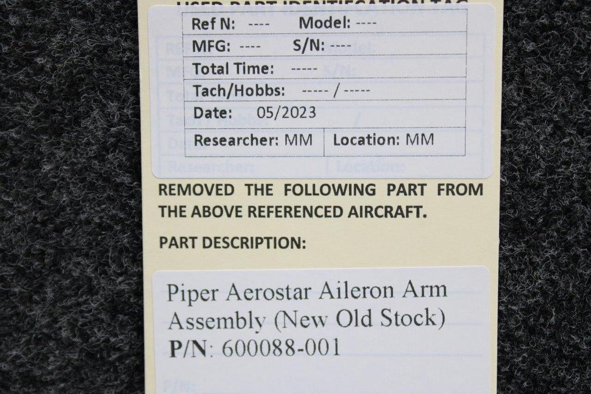 Piper Aircraft Parts 600088-001 Piper Aerostar Aileron Arm Assembly (New Old Stock)