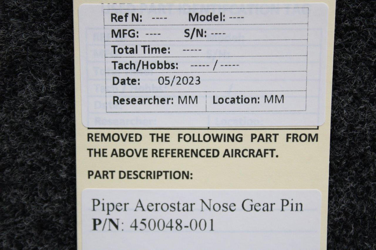 Piper Aircraft Parts 450048-001 Piper Aerostar Nose Gear Pin