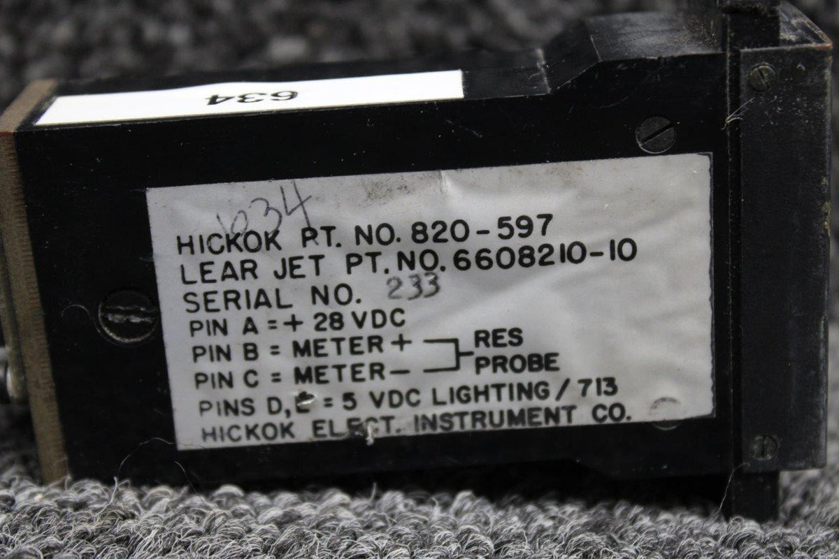 Learjet 820-597 (Alt: 6608210-10) Hickok Learjet 35A Wing Temperature Indicator