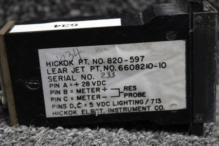 Learjet 820-597 (Alt: 6608210-10) Hickok Learjet 35A Wing Temperature Indicator