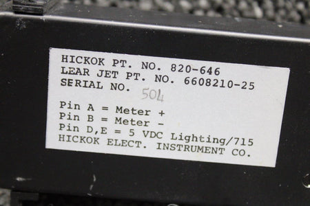 Learjet 820-646 (Alt: 660210-25) Hickok Learjet 35A Flap Position Indicator