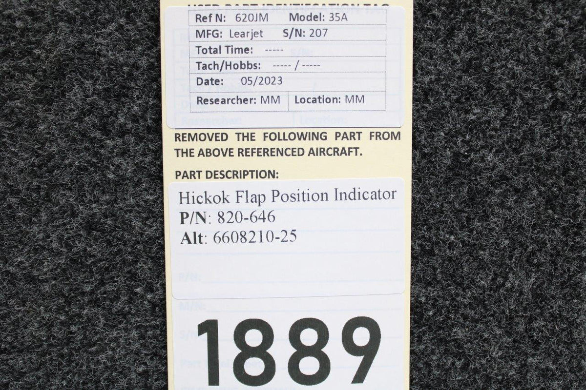 Learjet 820-646 (Alt: 660210-25) Hickok Learjet 35A Flap Position Indicator