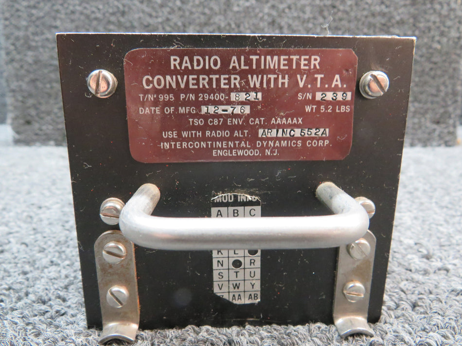 29400-821 Intercontinental Dynamics Radio Altimeter Converter with Mods