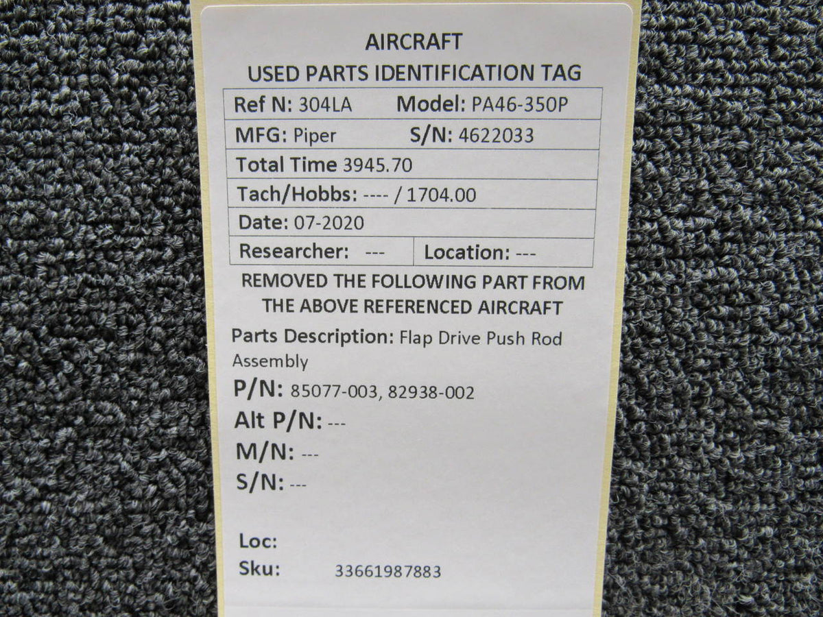 85077-002 / 82938-002 Piper PA46 Pushrod w/ Bellow Assy BAS Part Sales | Airplane Parts
