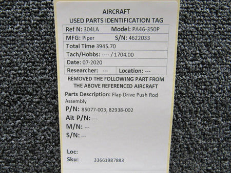 85077-002 / 82938-002 Piper PA46 Pushrod w/ Bellow Assy BAS Part Sales | Airplane Parts