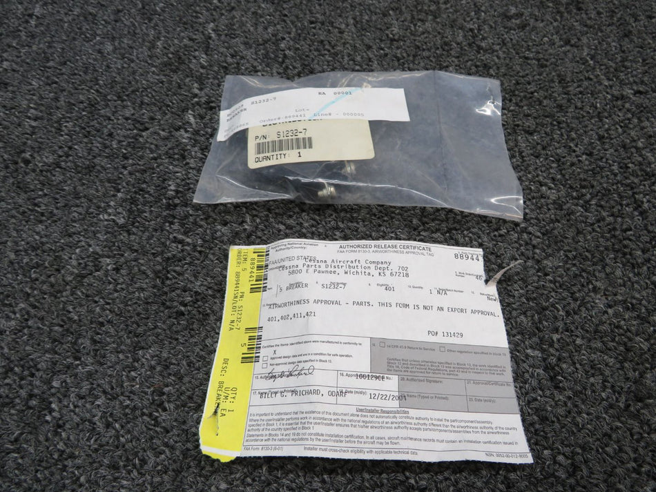 W23-X1001-7.50 (Alt: S1232-7) Potter and Brumfield Breaker w 8130 (7.5A) (NOS)