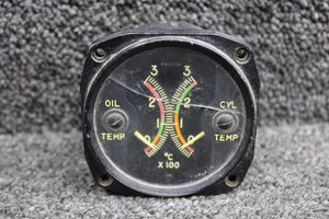 827 Weston Dual Oil and Cylinder Temperature Indicator (Cracked Glass)