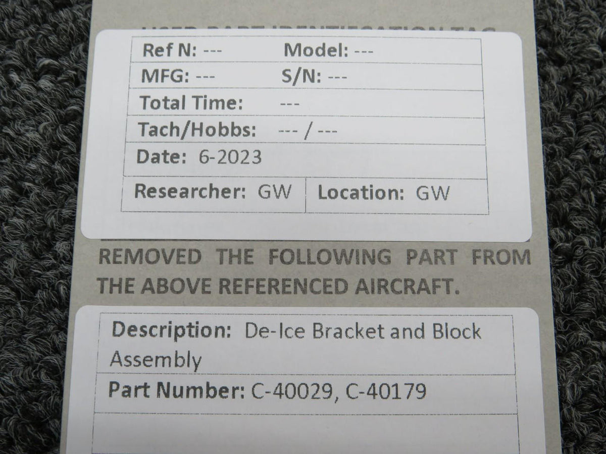 Does Not Apply C-40029, C-40179 De-Ice Bracket and Block Assembly