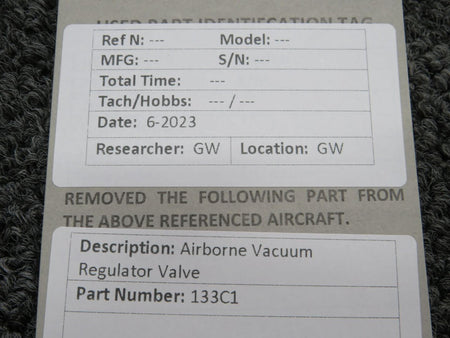 Airborne 133C1 Airborne Vacuum Regulator Valve