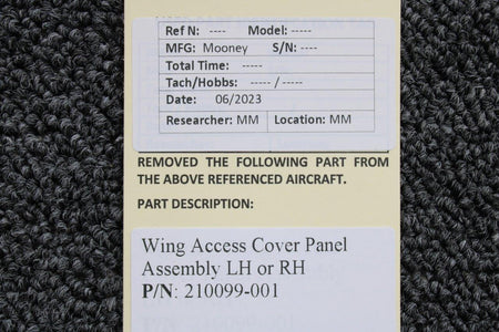 Mooney Aircraft Parts & Accessories 210099-001 Mooney Wing Access Cover Panel Assembly LH or RH