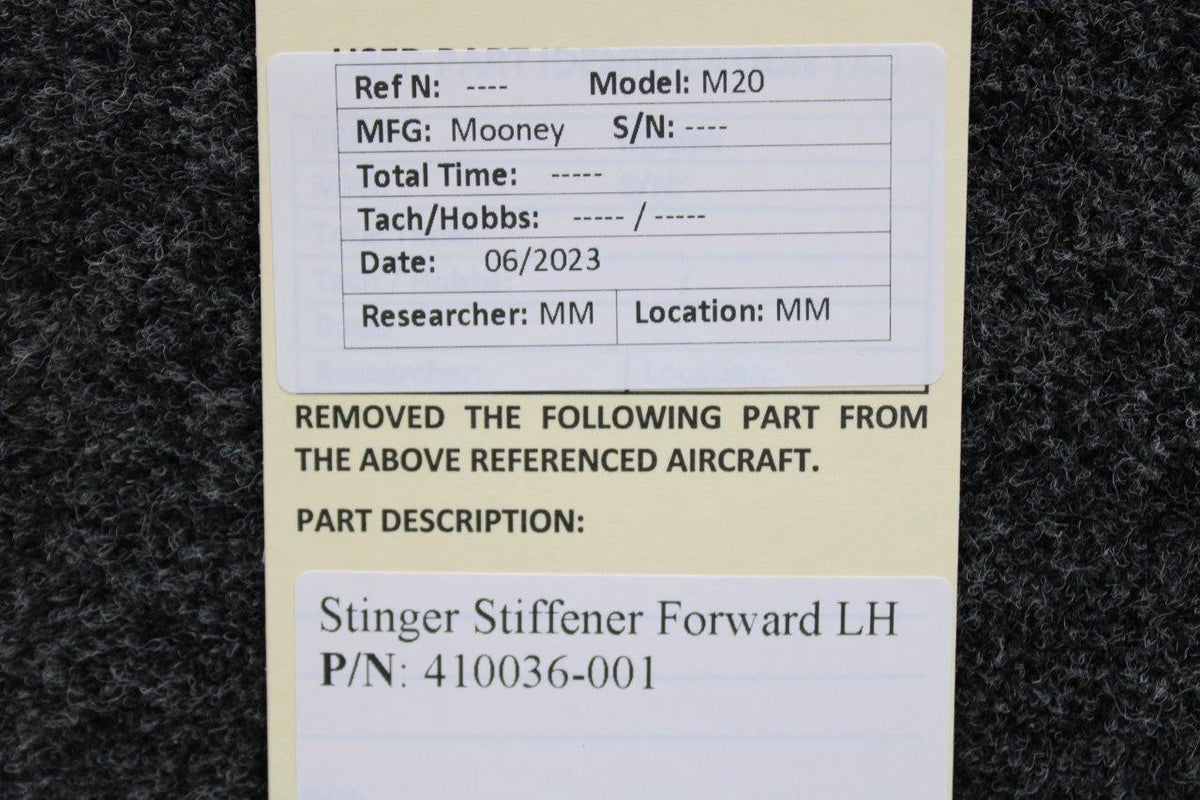 Mooney Aircraft Parts & Accessories 410036-001 Mooney M20 Stinger Stiffener Forward LH