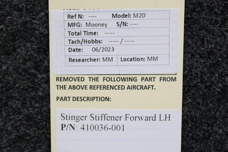 Mooney Aircraft Parts & Accessories 410036-001 Mooney M20 Stinger Stiffener Forward LH