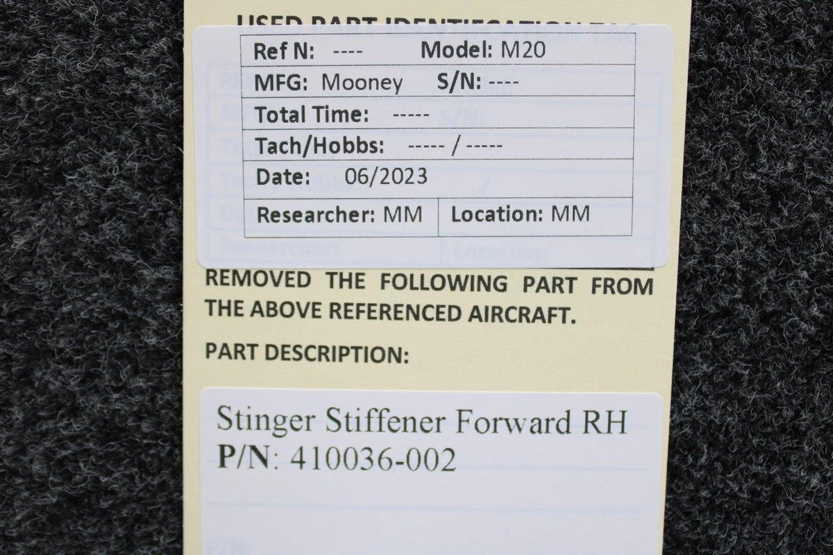 Mooney Aircraft Parts & Accessories 410036-002 Mooney M20 Stinger Stiffener Forward RH