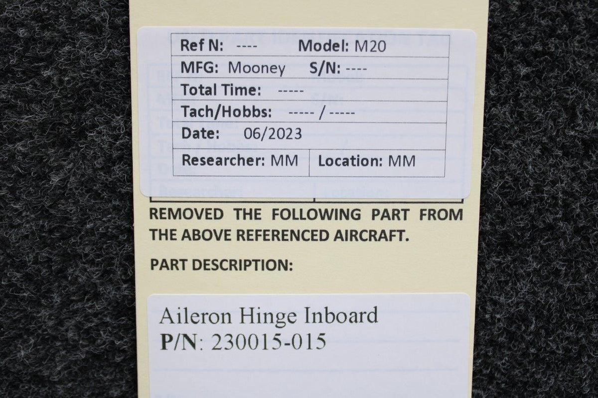 Mooney Aircraft Parts & Accessories 230015-015 Mooney M20 Aileron Hinge Inboard