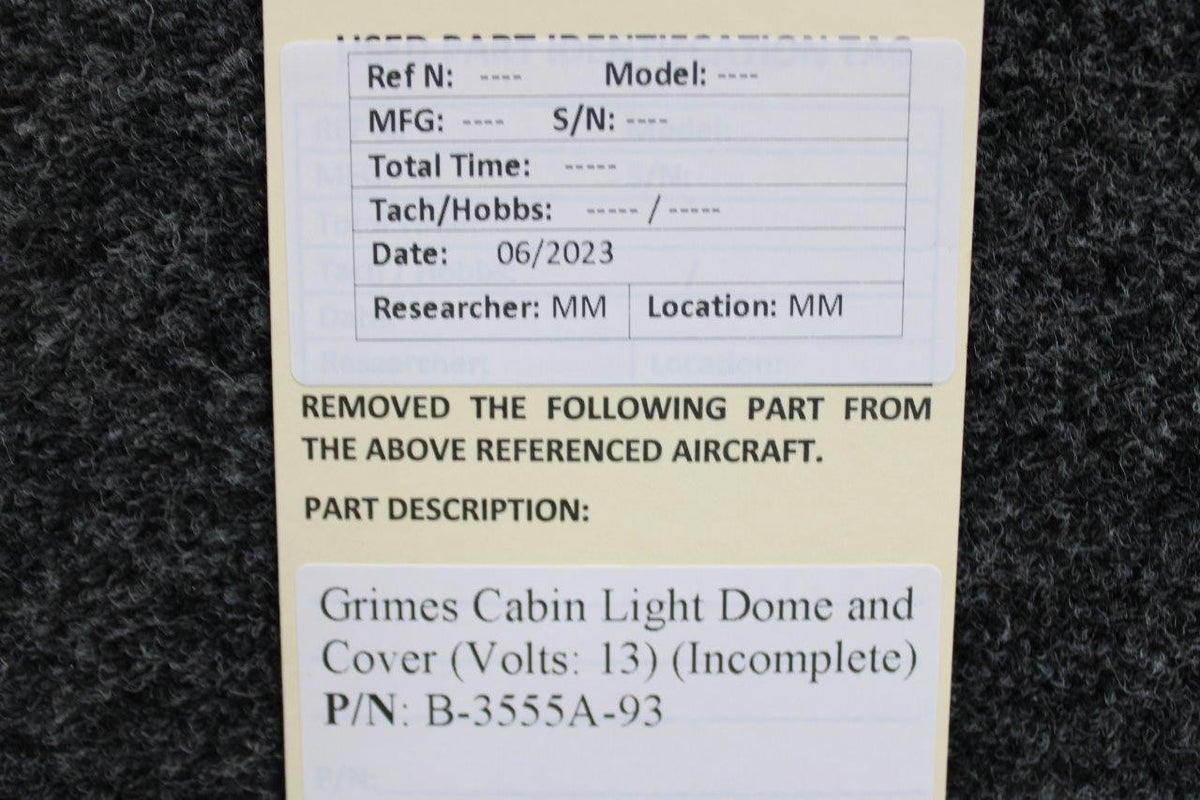 Grimes B-3555A-93 Grimes Cabin Light Dome and Cover (Volts: 13) (Incomplete)