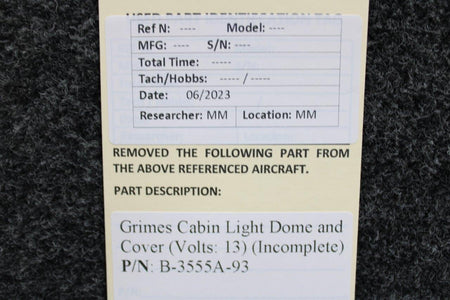 Grimes B-3555A-93 Grimes Cabin Light Dome and Cover (Volts: 13) (Incomplete)