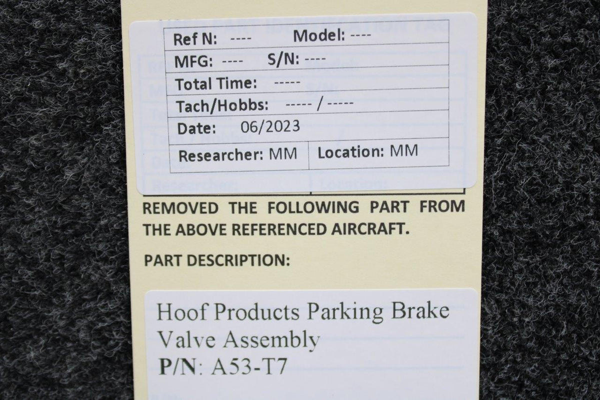 Hoof Products A53-T7 Hoof Products Parking Brake Valve Assembly