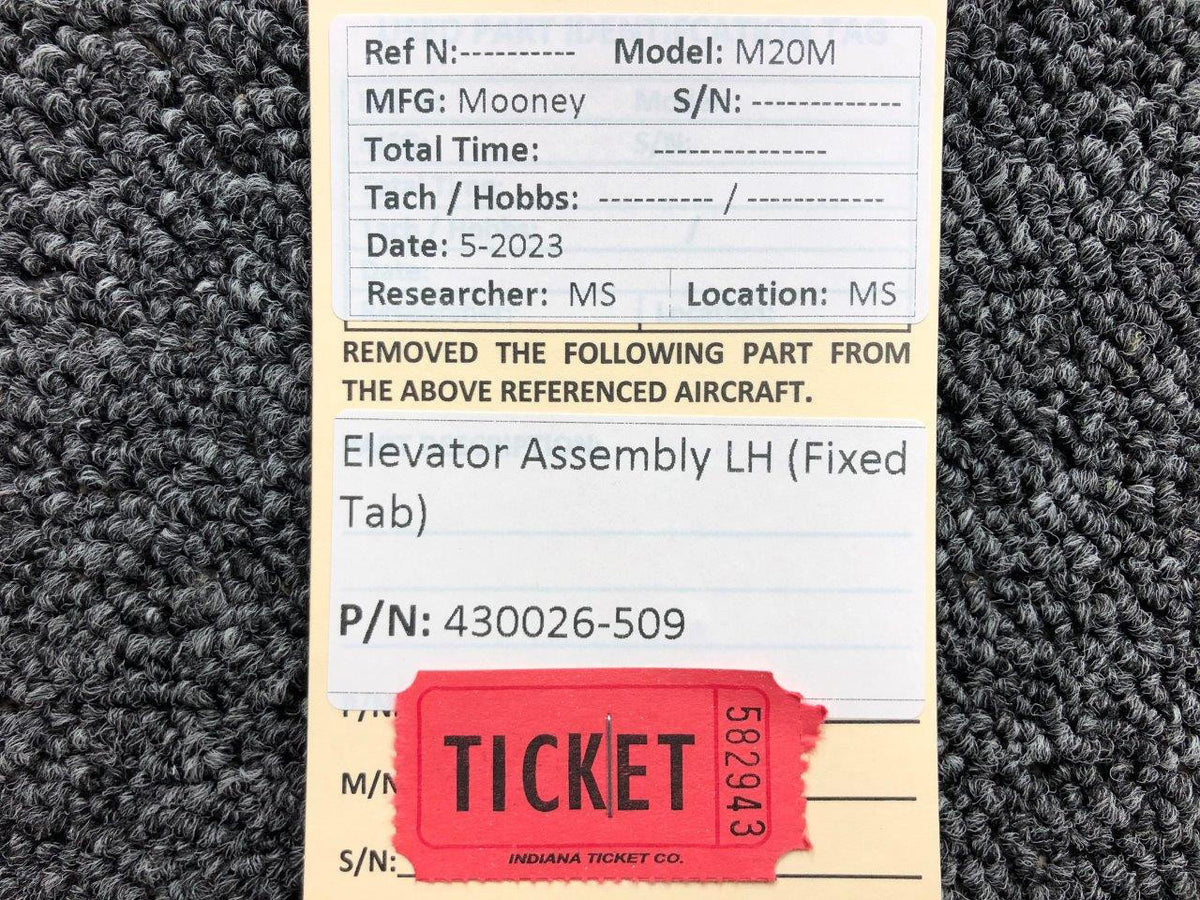 Mooney Aircraft Parts & Accessories 430026-509 Mooney M20M Elevator Assembly LH (Fixed Tab)