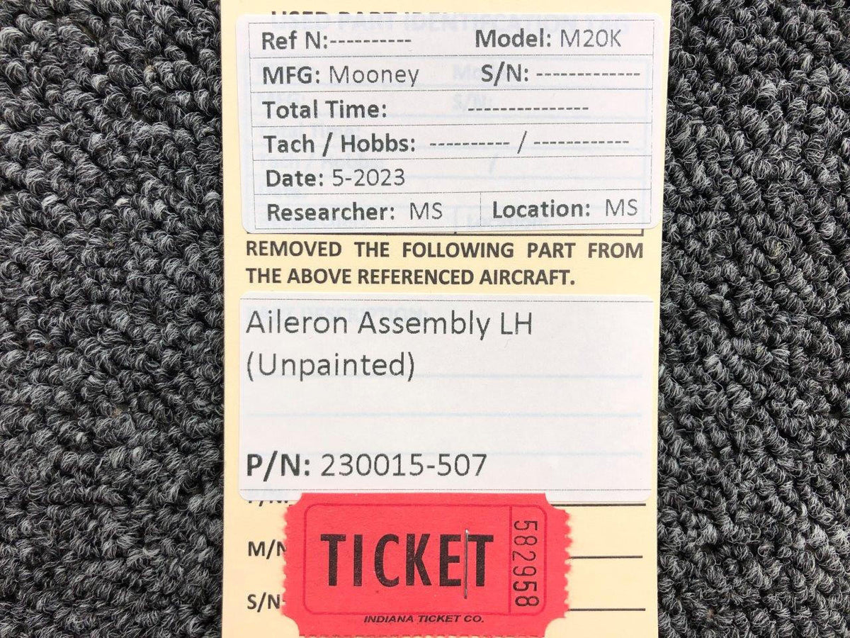 Mooney Aircraft Parts & Accessories 230015-507 Mooney M20K Aileron Assembly LH (Unpainted)