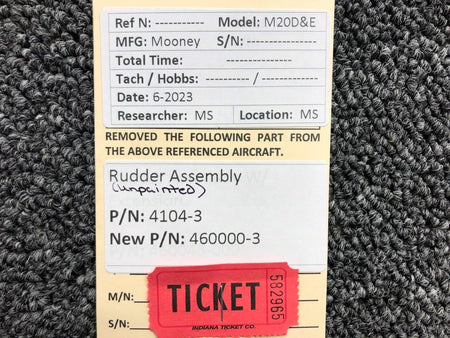 Mooney Aircraft Parts & Accessories 4104-3 (Alt: 460000-3) Mooney M20D and E Rudder Assembly (Unpainted)