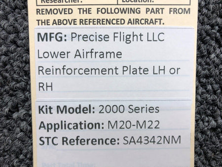 Precise Flight 2000 Series Precise Flight Lower Airframe Reinforcement LH or RH (NOS)