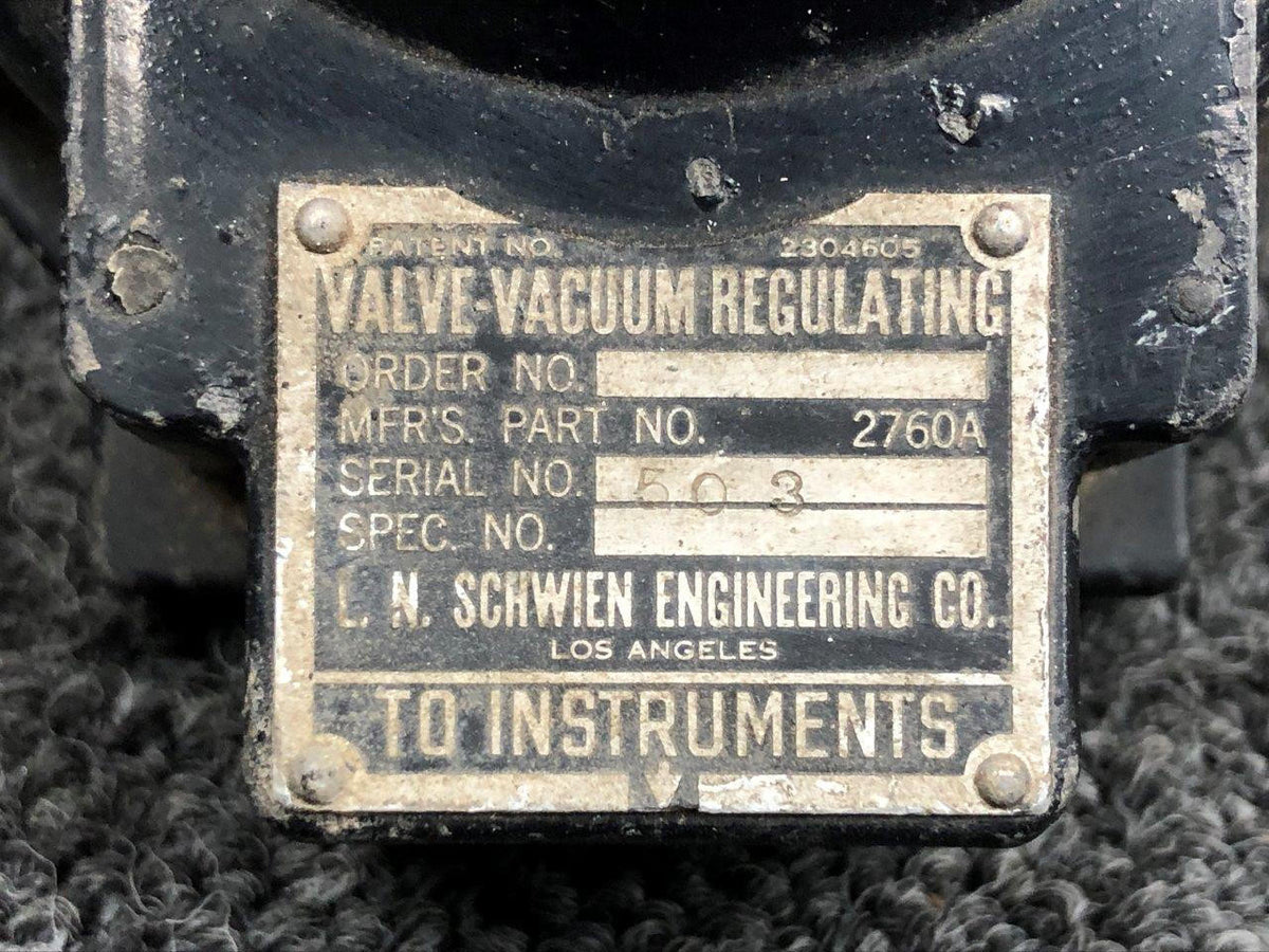 Schwein Engineering 2760A Schwein Engineering Vacuum Regulating Valve