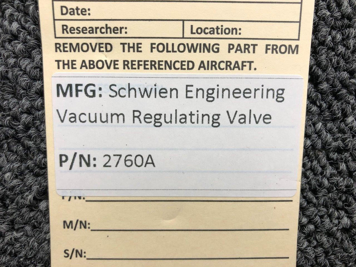 Schwein Engineering 2760A Schwein Engineering Vacuum Regulating Valve