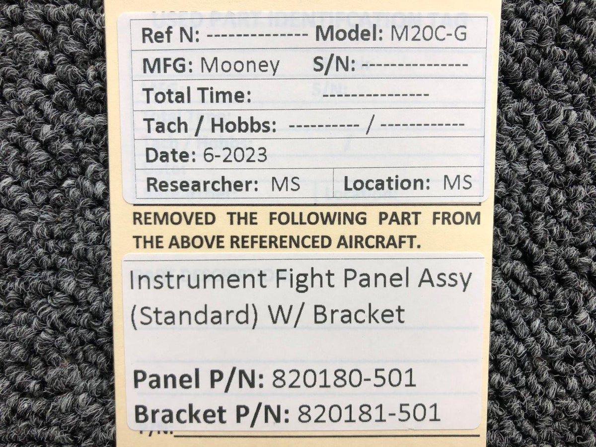 Mooney Aircraft Parts & Accessories 820180-501, 820181-501 Mooney M20C-G Instrument Flight Panel (Standard)