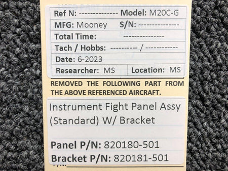 Mooney Aircraft Parts & Accessories 820180-501, 820181-501 Mooney M20C-G Instrument Flight Panel (Standard)