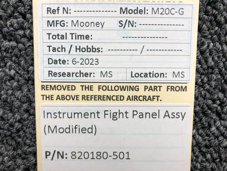 Mooney Aircraft Parts & Accessories 820180-501 Mooney M20C-G Instrument Flight Panel Assembly (Modified)