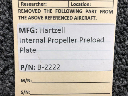 Hartzell B-2222 Hartzell Internal Propeller Hub Preload Plate
