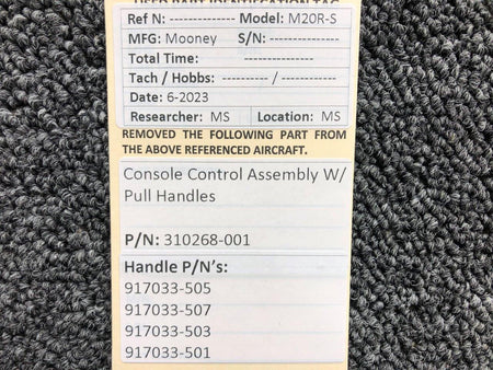 McCauley 310268-001 McCauley M20R-S Console Control Assembly with Pull Handles