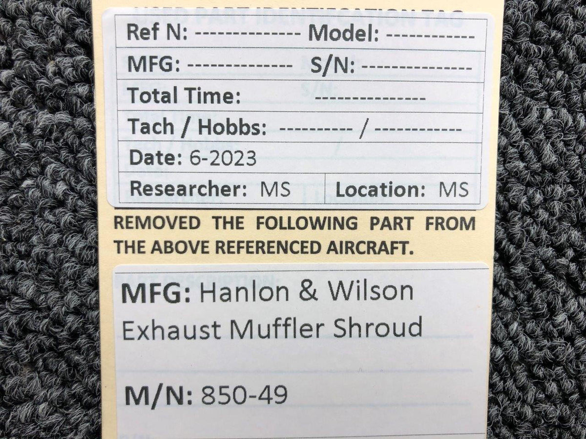 Hanlon Wilson 850-49 Hanlon and Wilson Exhaust Muffler Shroud