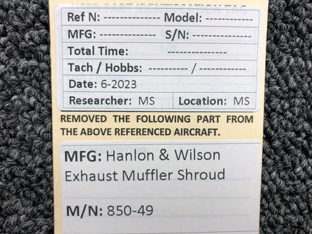 Hanlon Wilson 850-49 Hanlon and Wilson Exhaust Muffler Shroud