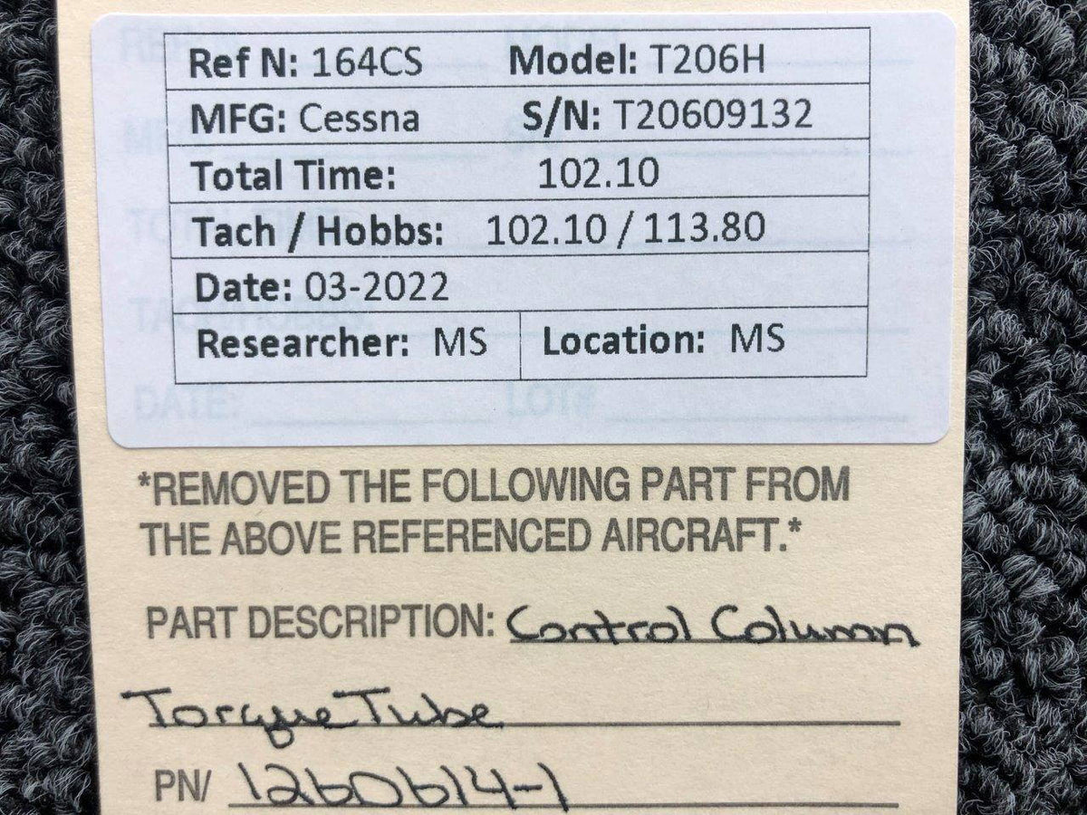 1260614-1 Cessna T206H Control Column Torque Tube BAS Part Sales | Airplane Parts