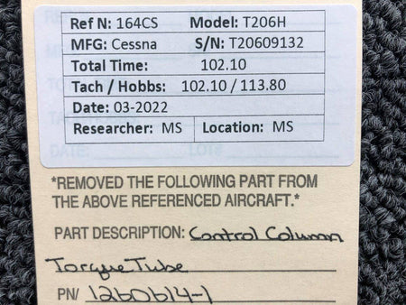 1260614-1 Cessna T206H Control Column Torque Tube BAS Part Sales | Airplane Parts