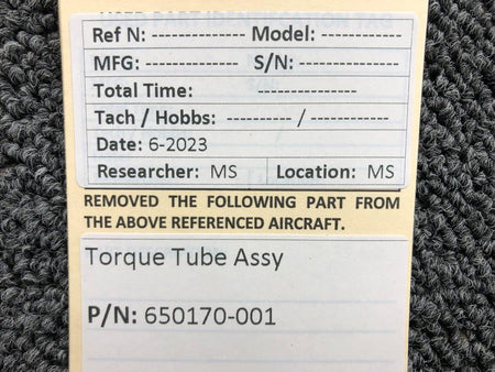 Mooney Aircraft Parts & Accessories 650170-001 Mooney Torque Tube Assembly