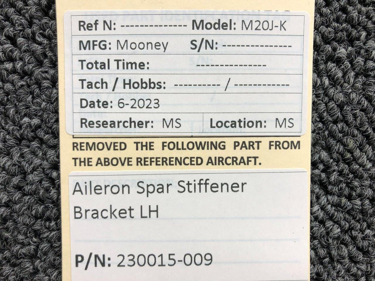 Mooney Aircraft Parts & Accessories 230015-009 Mooney M20J-K Aileron Spar Stiffener Bracket LH