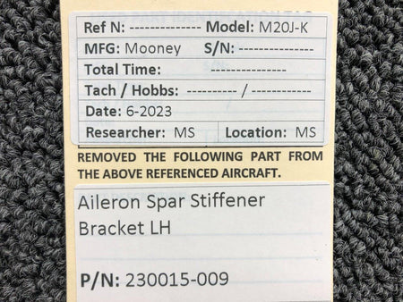 Mooney Aircraft Parts & Accessories 230015-009 Mooney M20J-K Aileron Spar Stiffener Bracket LH