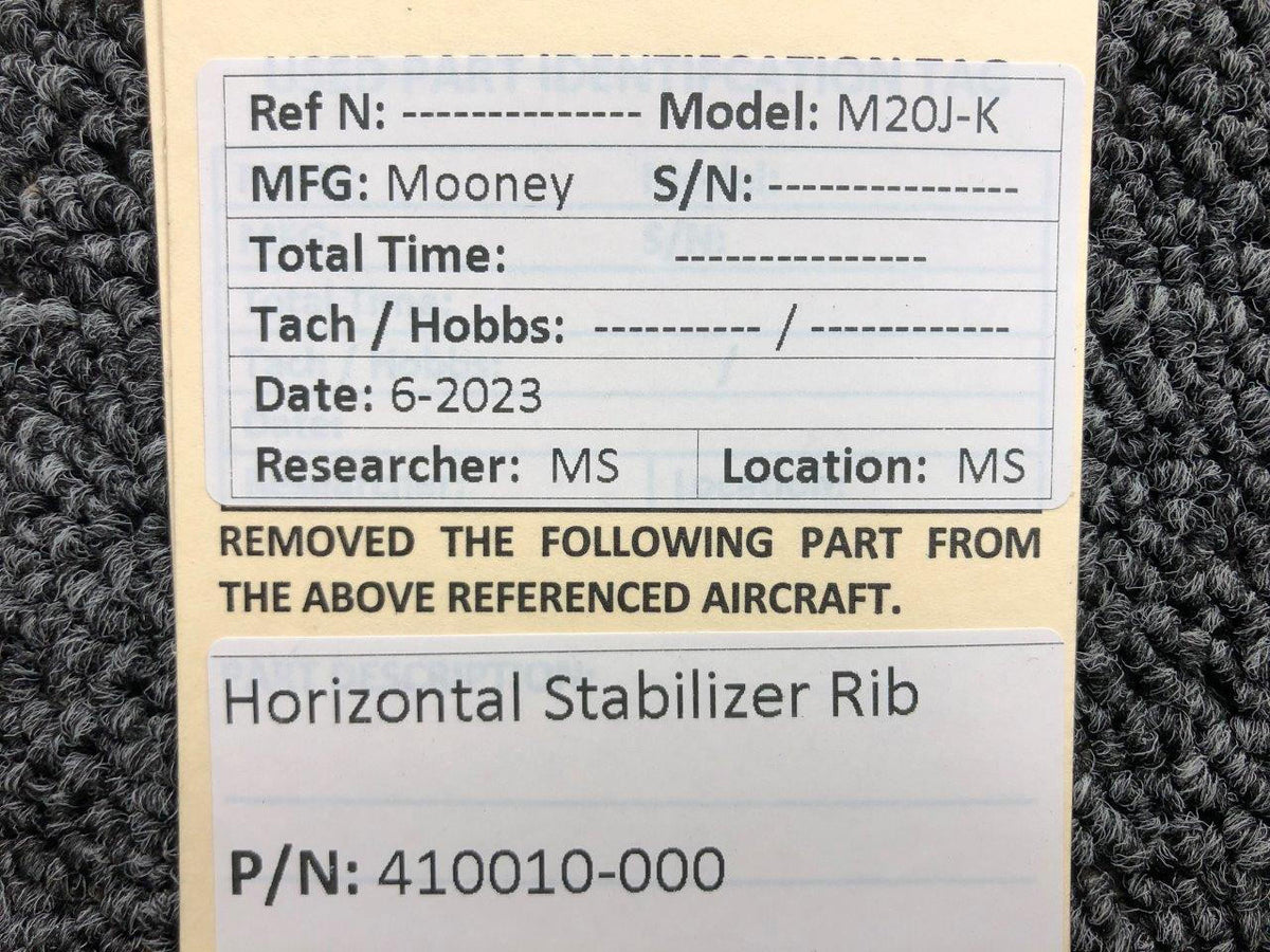 Mooney Aircraft Parts & Accessories 410010-000 Mooney M20J-K Horizontal Stabilizer Rib
