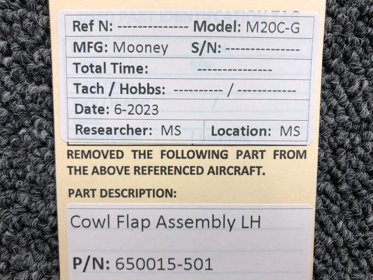 Mooney Aircraft Parts & Accessories 650015-501 Mooney M20C-G Cowl Flap Assembly LH
