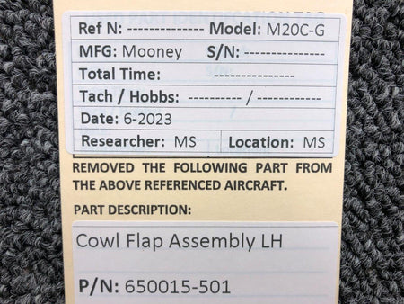 Mooney Aircraft Parts & Accessories 650015-501 Mooney M20C-G Cowl Flap Assembly LH