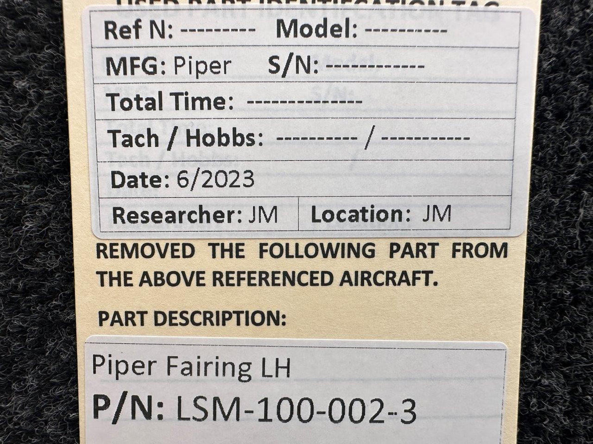 Piper Aircraft Parts LSM-100-002-3 Piper Fairing LH
