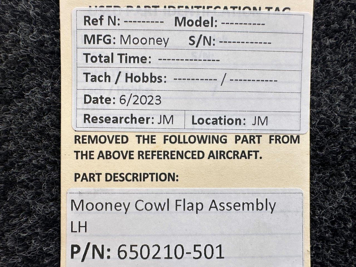 Mooney Aircraft Parts & Accessories 650210-501 Mooney Cowl Flap Assembly LH (Minor Wear)