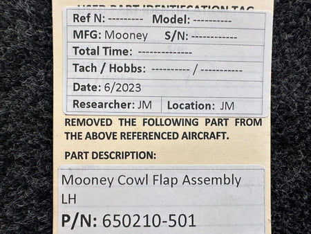 Mooney Aircraft Parts & Accessories 650210-501 Mooney Cowl Flap Assembly LH (Minor Wear)