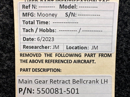 Mooney Aircraft Parts & Accessories 550081-501 Mooney Main Gear Retract Bellcrank LH