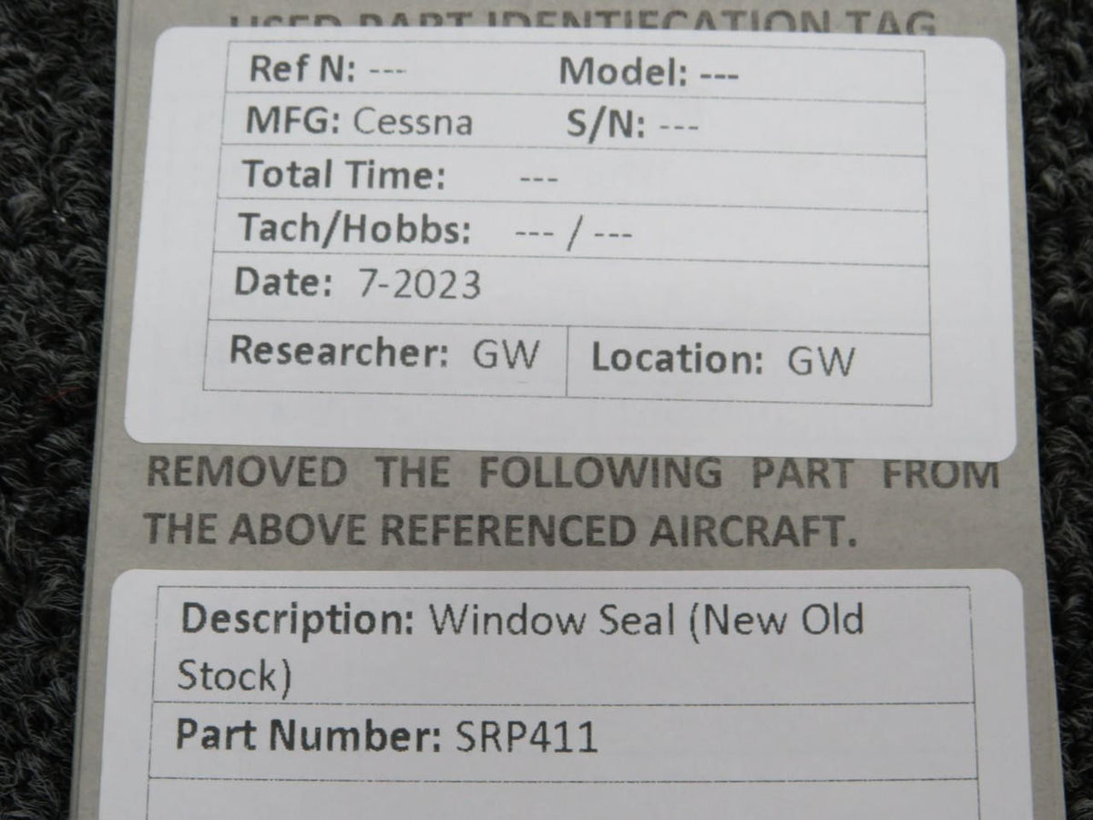 Cessna Aircraft Parts SRP411 Cessna Window Seal (New Old Stock)