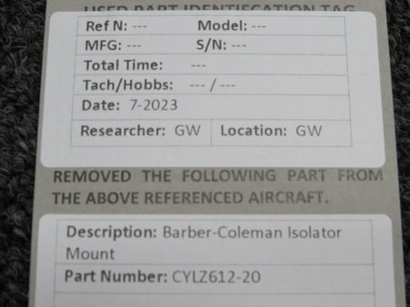 Barber Coleman CYLZ612-20 Barber-Coleman Isolator Mount